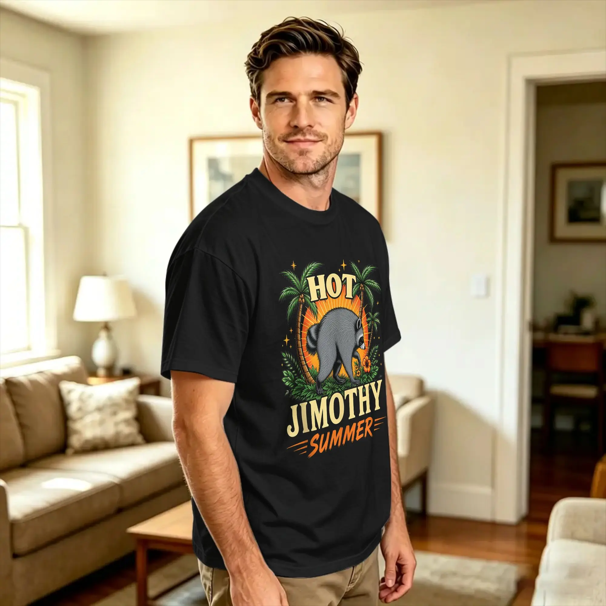 Hot Jimothy Timothy Summer Raccoon Team Cotton T Shirt For Men Summer  Classic T Shirts Harajuku Tees Oversized Custom DIY Tops