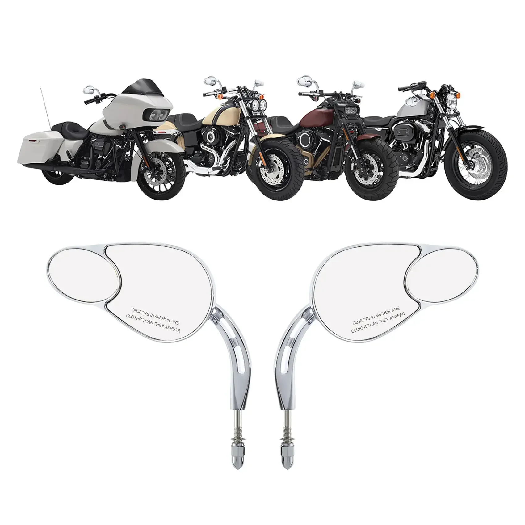 For Harley Touring Electra Street Glide Road King Fat Bob Boy Sportster 883 1200 Softail Motorcycle  Split Vision Mirrors