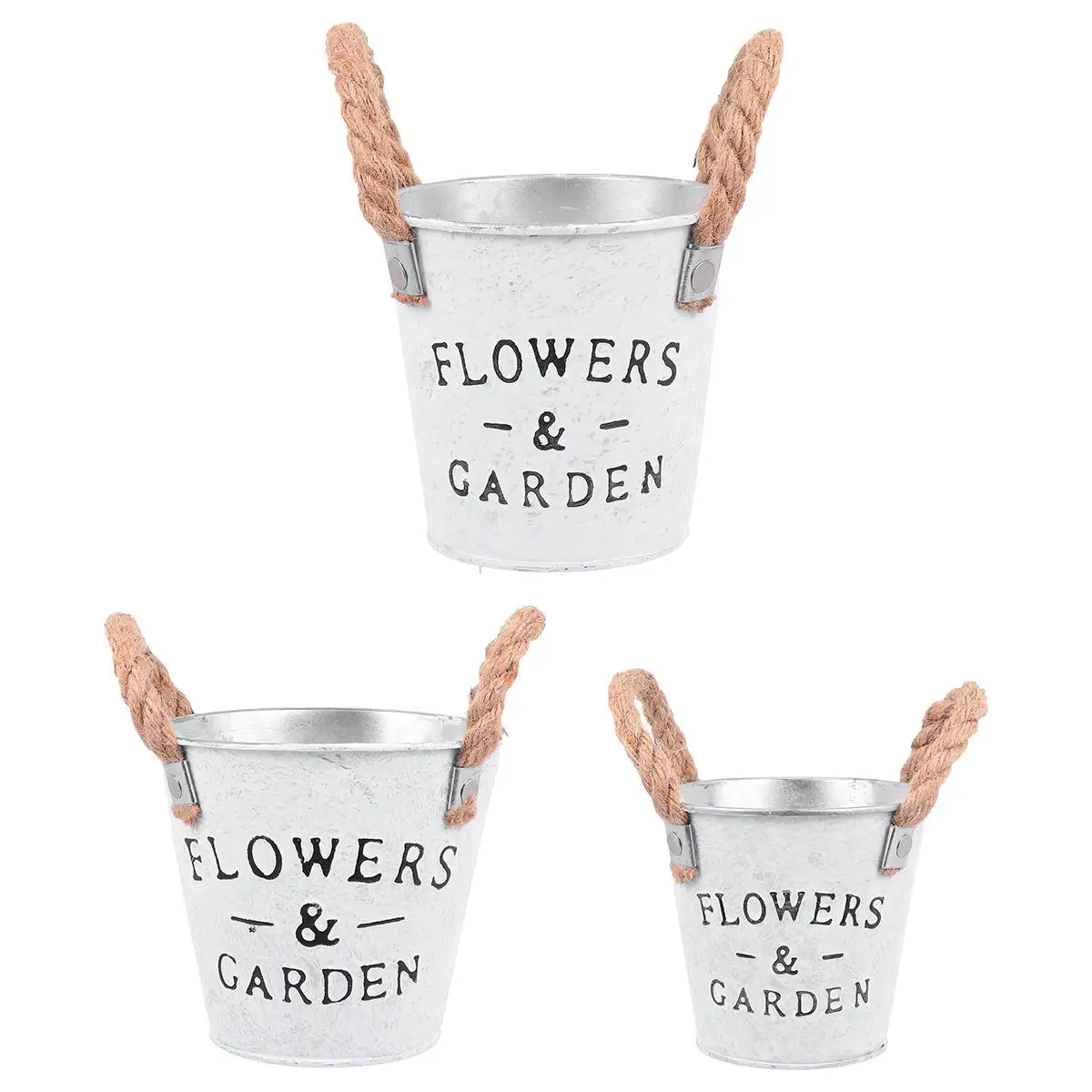 

3 Pcs Retro Flowerpot Iron Sheet Vintage Style Flower Bucket Decorative Plant Container Garden Planter Iron Flower Storage Pot