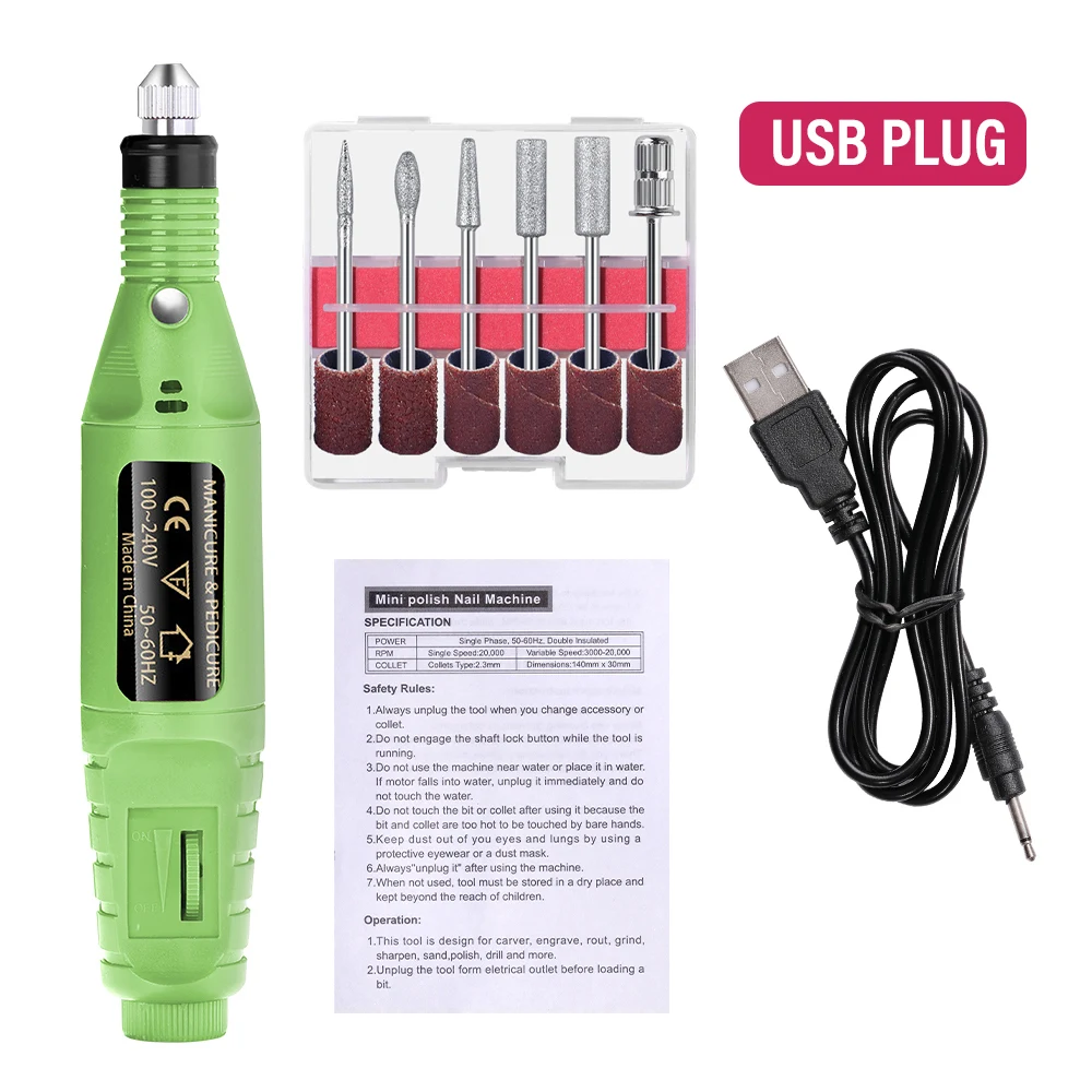 Elektrische nagelschuurmachine Set Nagelboormachine Slijpapparatuur Frees voor manicure pedicure Sterk polijstgereedschap