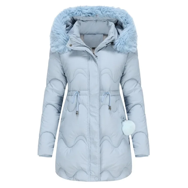 Women\'s Hooded Parka Long Jacket Detachable Fur Collar Warm Parka Female Winter Wrap Coat Winter Cotton Jacket Outwear for Women