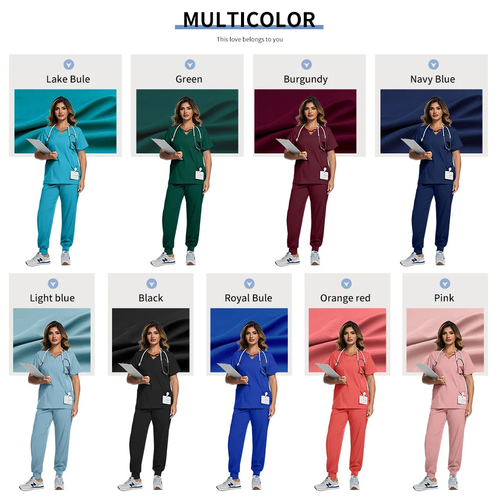 متعدد الألوان الجراحية موحدة قصيرة الأكمام بلايز + السراويل التمريض موحدة النساء الحيوانات الأليفة مستشفى الطبيب زي جراحة عمال فرك مجموعة