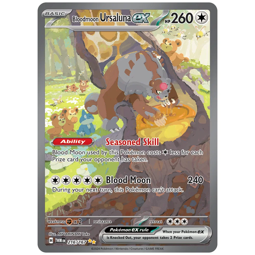 PKM Twilight Masquerade (TWM) PTCG holographic Rare Proxy Game Cards Greninja ex Perrin Eevee 188 Carmine Bloodmoon Ursaluna ex