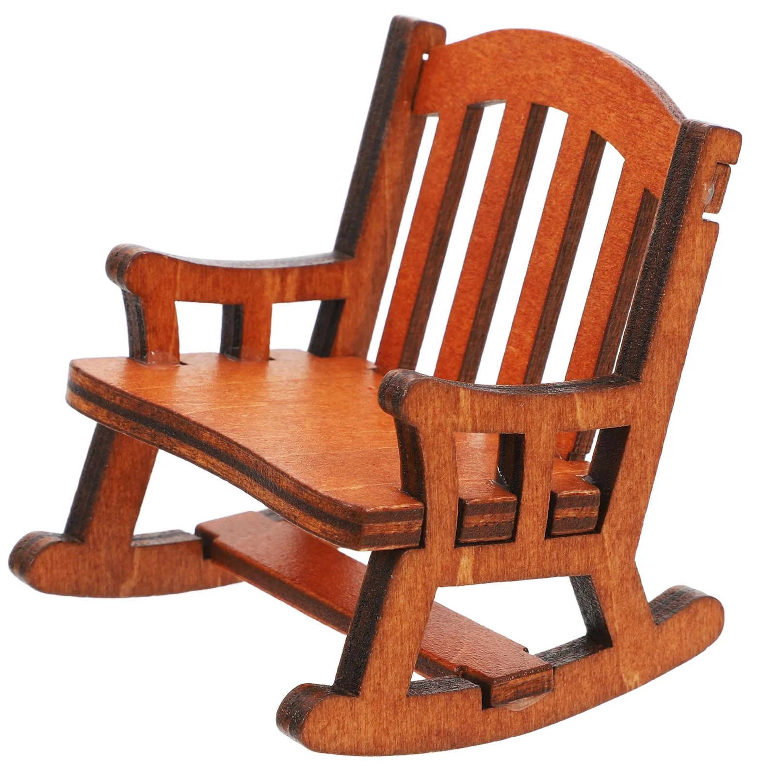 1Pcs Smooth Painted Miniature Wooden Rocking Chair Ornament Perfect for Dollhouse Interior Decoration Home Office Bar Cafe