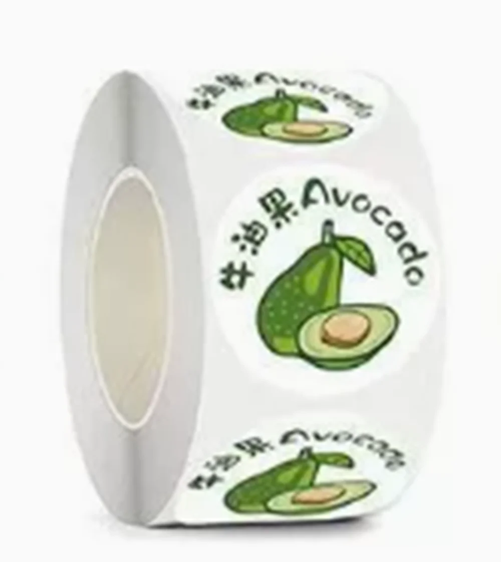 

500Pcs/Roll Cute Cartoon Avocado Sealing Roll Stickers DIY Kids Toy Gift Decorative Decal for Phone Laptop Bottles Scrapbook