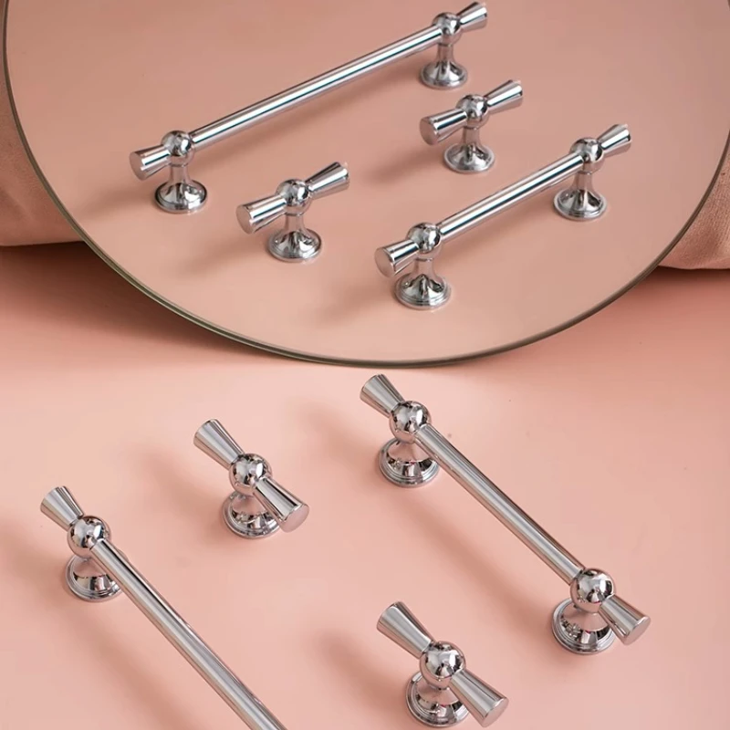 Creative French Retro Cabinet Door Handle Cabinet Clothes Furniture Shoe Cabinet Chrome Plated Antique Style Long Handle