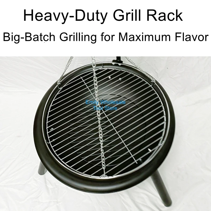 Outdoor Tripod Hanging Grill Triangular Hanging Charcoal Fire Pit Grill Barbecue Oven Fire Grill