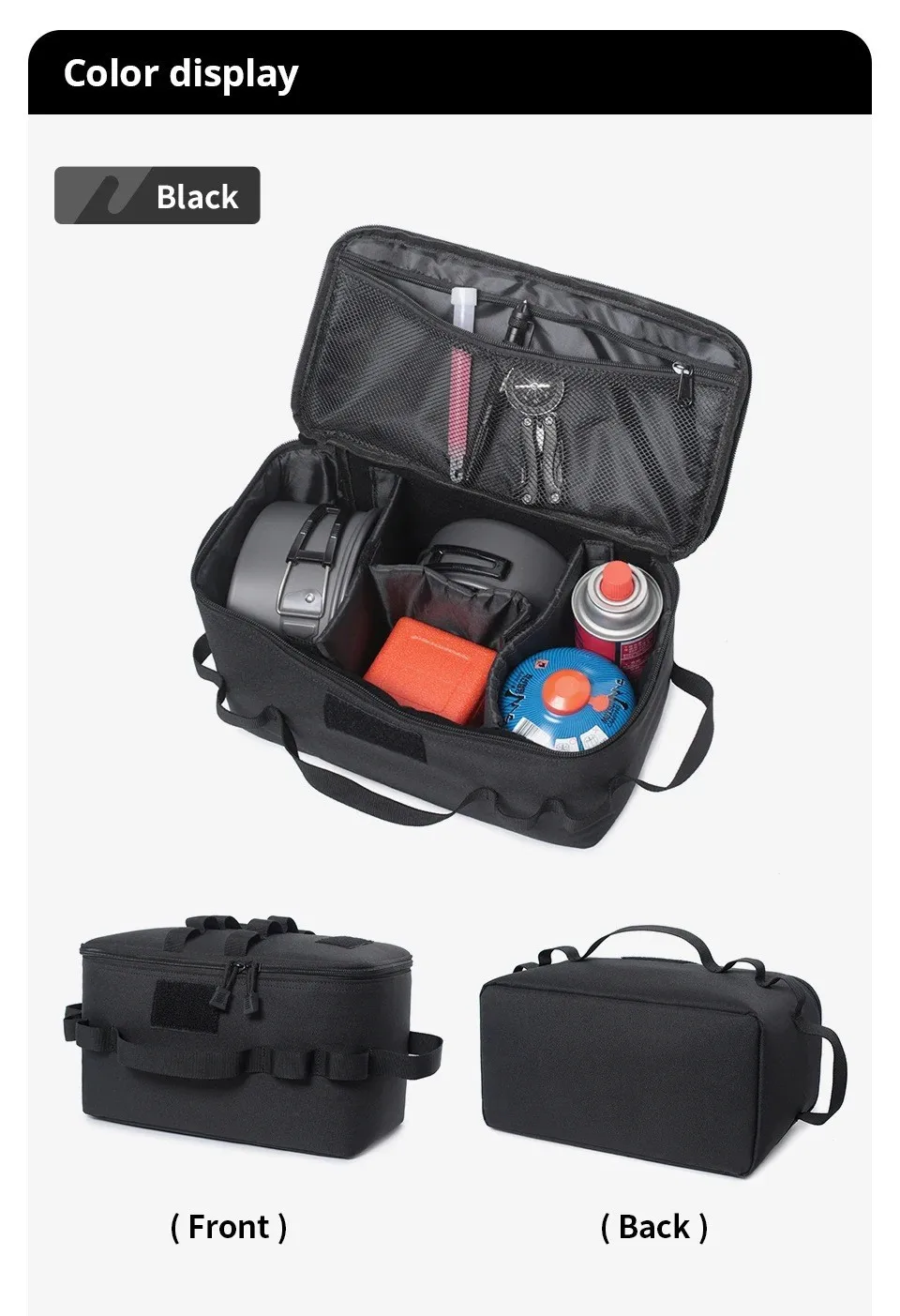 Outdoor-Camping-Gastank-Aufbewahrungstasche, große Kapazität, Bodennagel-Werkzeugtasche, Gasbehälter, Picknick-Kochgeschirr-Set-Tasche – Detail 3