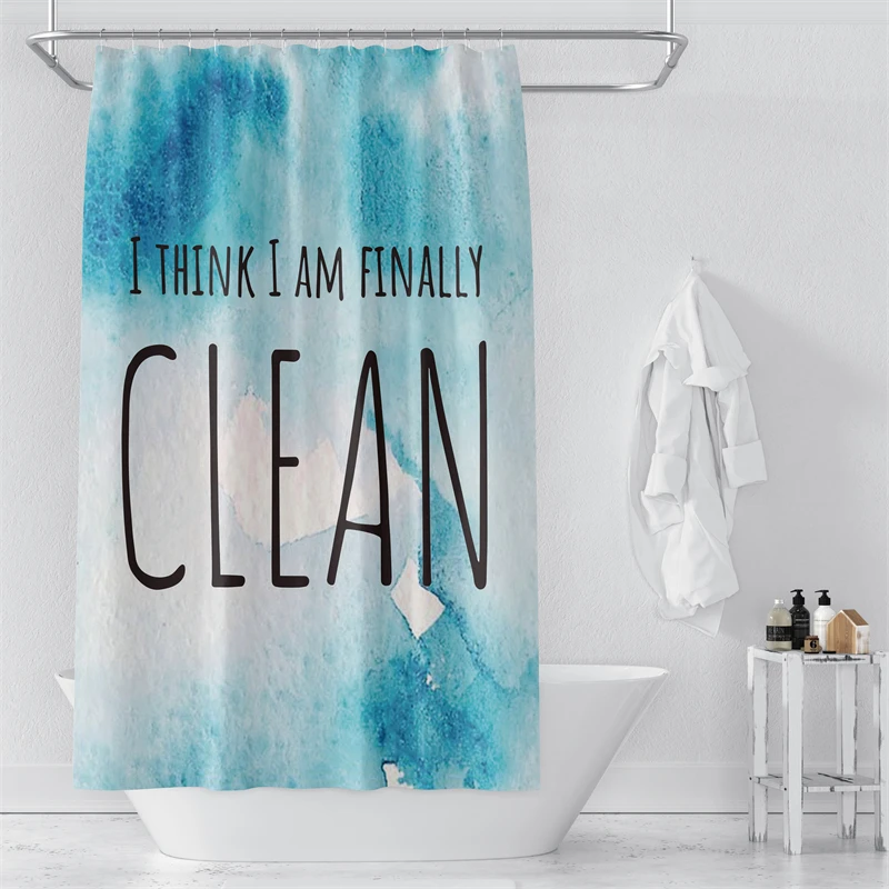 Gaslight Gatekeep Girlboss أعتقد أنني أخيرًا مجموعة ستائر الدش النظيفة مع الحلقات والخطافات لديكور الحمام