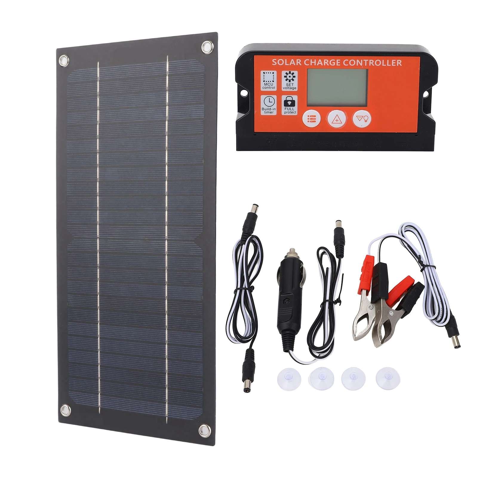

600W Solar Panel Charger Monocrystalline Silicon 100A Charge Controller Solar Panel Kit with Extension Cable Battery Clip for RV