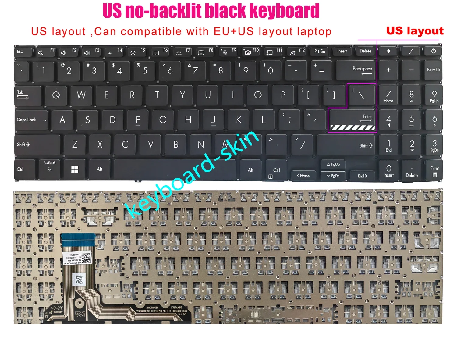 New US black No-backlit Keyboard for ASUS Vivobook 16X K3604 K3605 15X K3504 M3504 S3504 E1504 laptop