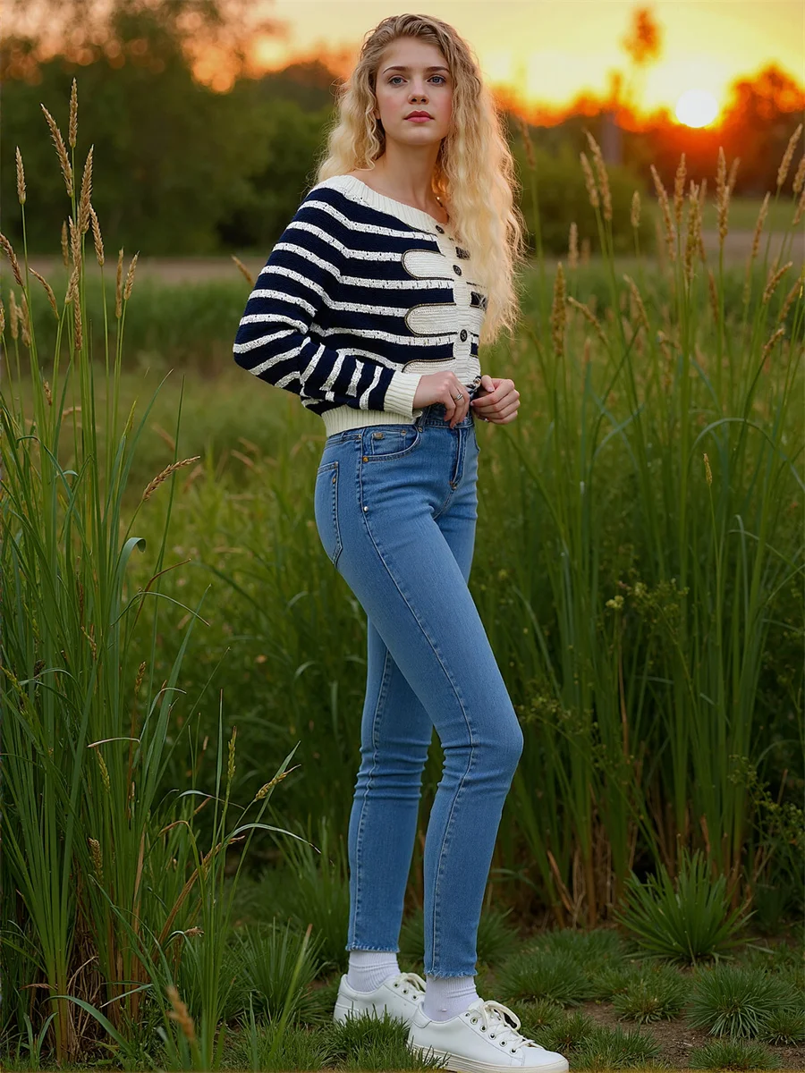 Skinny Slim Blue Jeans Damen Minimalistisches Design Lässige Mode Denim Damenhose Gerades Bein Dame Vintage Stil Bequem