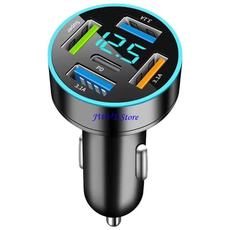 573A Metal Car Adapter with Super+USB C & USB A Rich Interfaces for 12V-24V