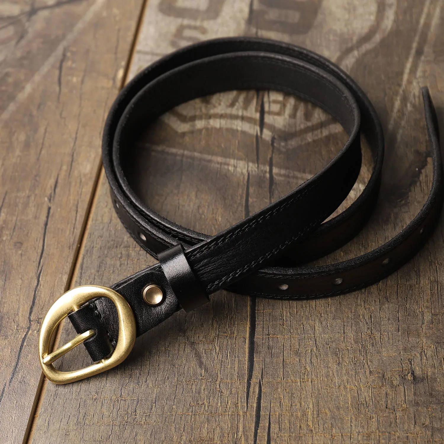 Vintage Handmade Top Layer Leather Belt for Men Women Genuine Leather Jeans Belt with Copper Pin Buckle Unisex Waist Belt