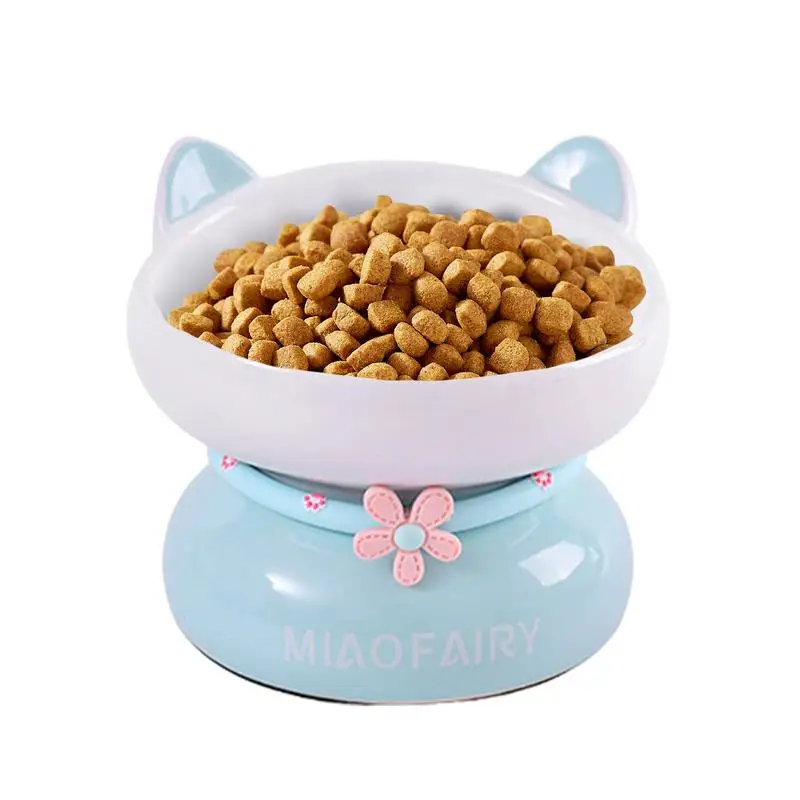 Raised Cat Food Bowls Anti Vomiting 15 Degree Tilted Cat Dish Cute Slanted Mouth Raised Cat Bowls Stable For Food And Water