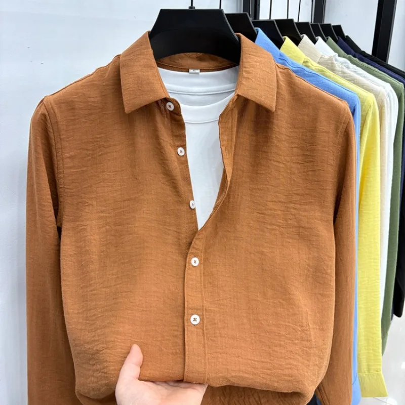 

Lightweight Linen-Look Shirt – Soft & Breathable, Anti-Wrinkle Resistant, Casual Long Sleeve Top for Office & Travel