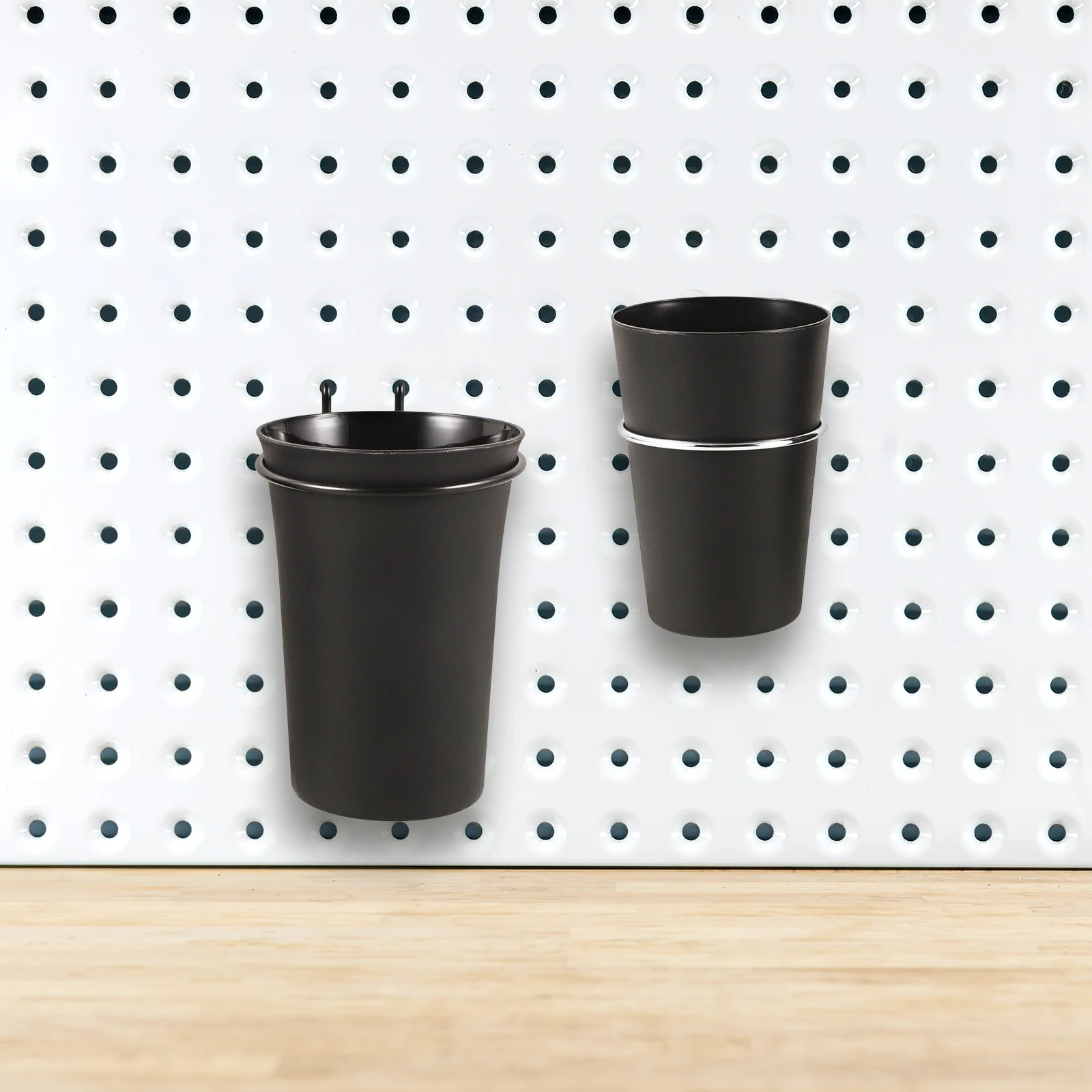 2Pcs Pegboard Organizer Set with Large Small Cups Heavy Duty Bracket for Workshop Tool Organization Hanging Storage Accessories