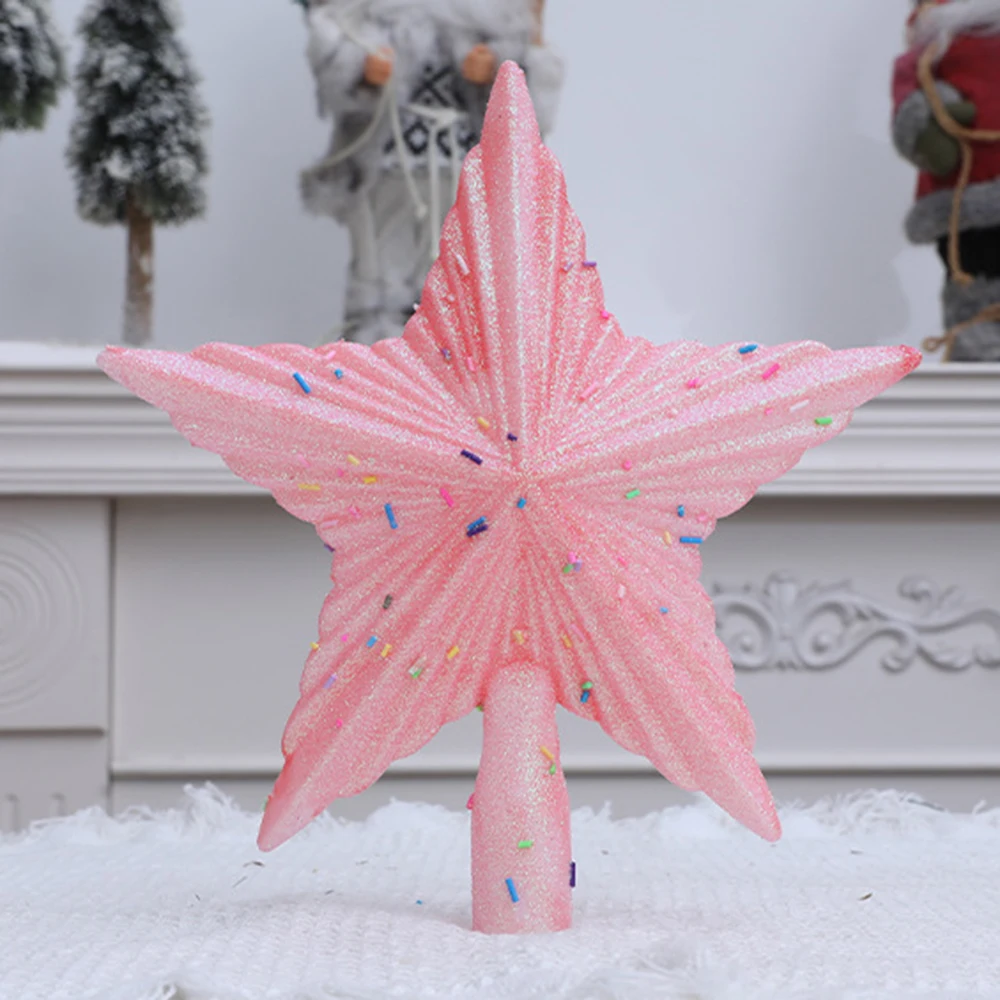 شجرة عيد الميلاد أعلى نجمة زخرفة الوردي الأبيض شجرة عيد الميلاد ستار زينة للمنزل شجرة عيد الميلاد توبر رائعة حفلة عيد الميلاد