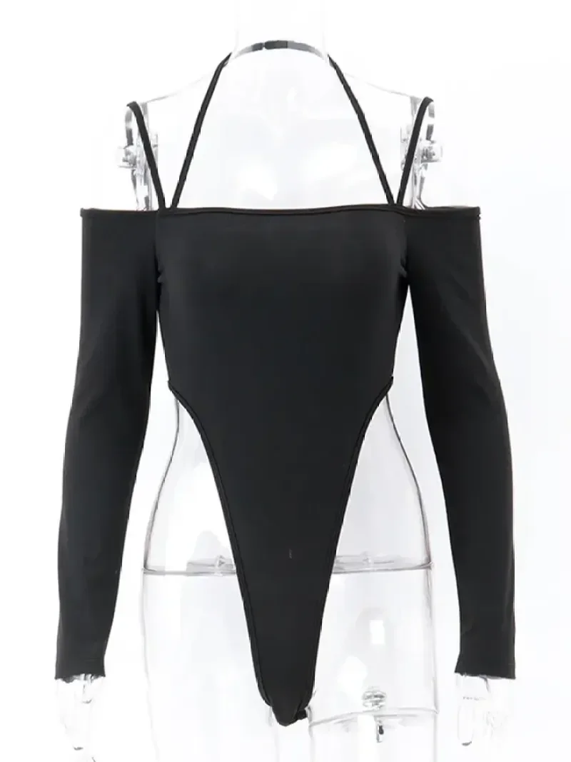 

Black Sexy Off Shoulder Bodysuit Womens Long Sleeve Skinny High Waist Club Party Streetwear
