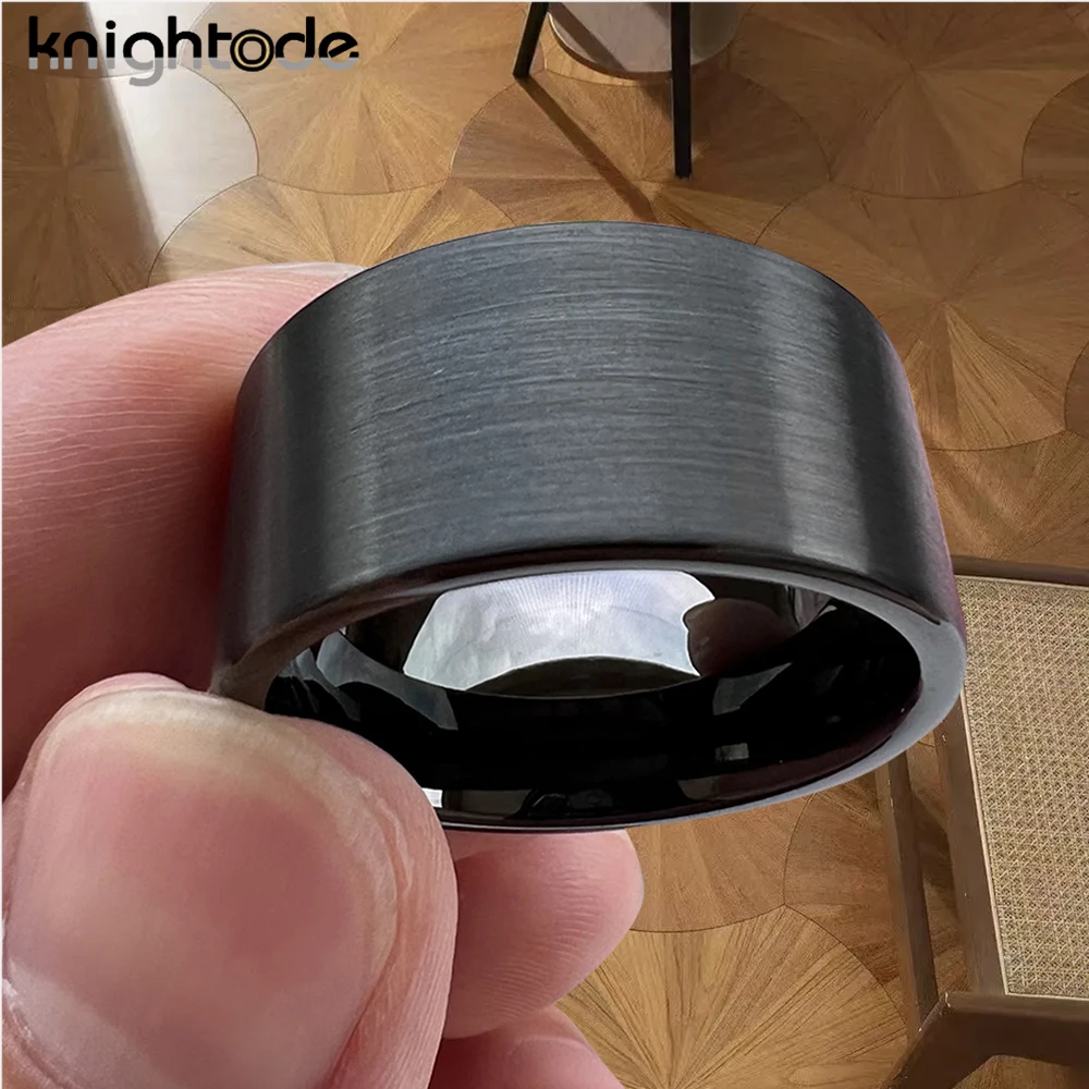 10mm 12mm Width Big Thumb Tungsten Carbide Rings Fashion Men Party  Ring Jewelry Flat Brushed Finish Comfort Fit