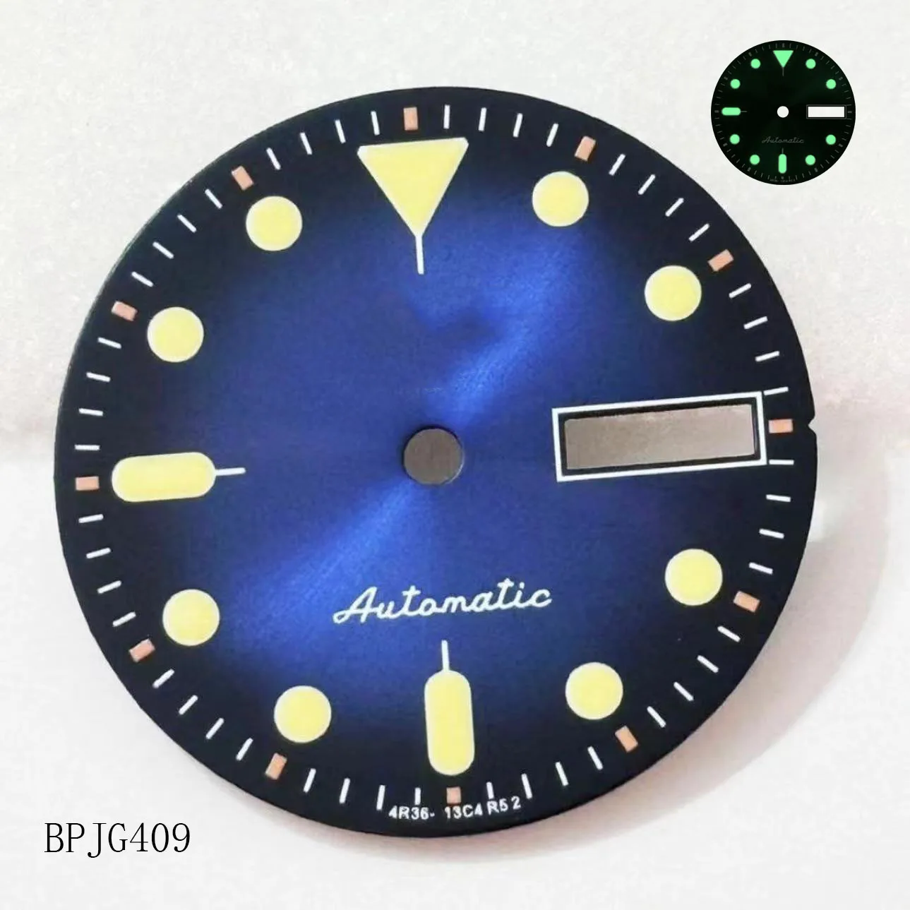 28.5mm green Luminous nh36 S logo blue black dial Watch Accessories Watch Face Suitable NH36 Movement S5 logo green Dial Watch