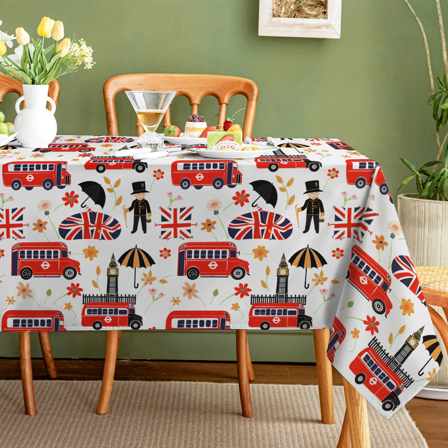London Construction Washable TableCloth for Wedding Party Dining Banquet Decoration Luxuriou Table Table Protector Cloth