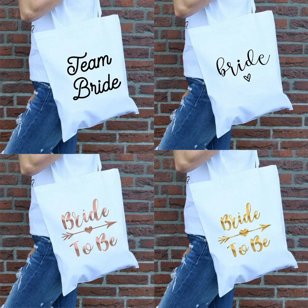 

Team-Bride Theme Canvas Tote Bag Commut Study Travel Daily Use Large-capacity Shoulder Bag Yoga Handbag Reusable Eco Friendly