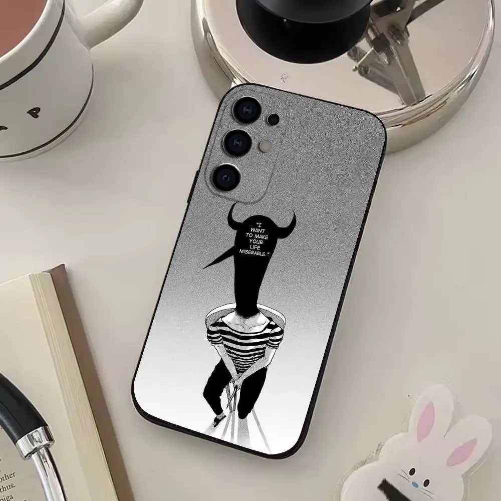 Capa de telefone comics g-goodnight p-punpun para samsung s25, s24, s21, s22, s23, s30, ultra, s20, plus, fe, lite, capa preta macia