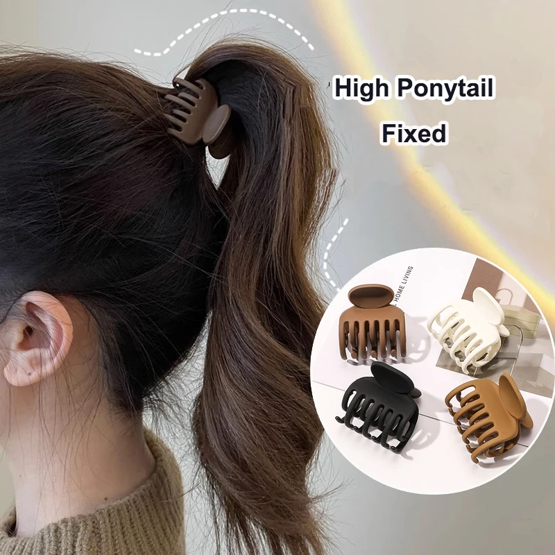 Black Brown Women High Ponytail FixedHair Claw Small 4cm Matte Hair Grab Hair Accessories for Girls Daily Hairclips Styling Tool