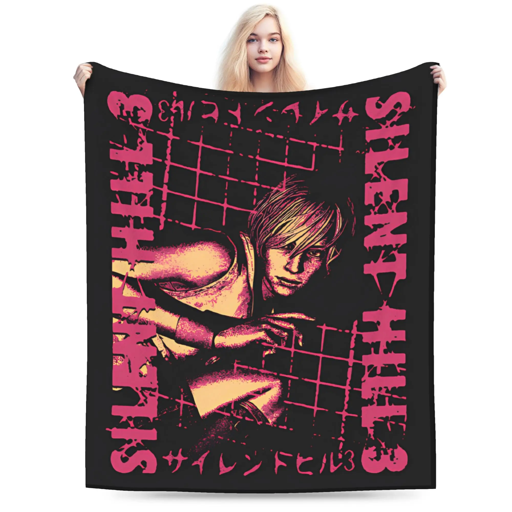 Warm BlanketGirls Boys Camping Silent Hill Throw Blanket Run Heather Flannel Bedspread For Bedroom Funny Sofa Bed Cover