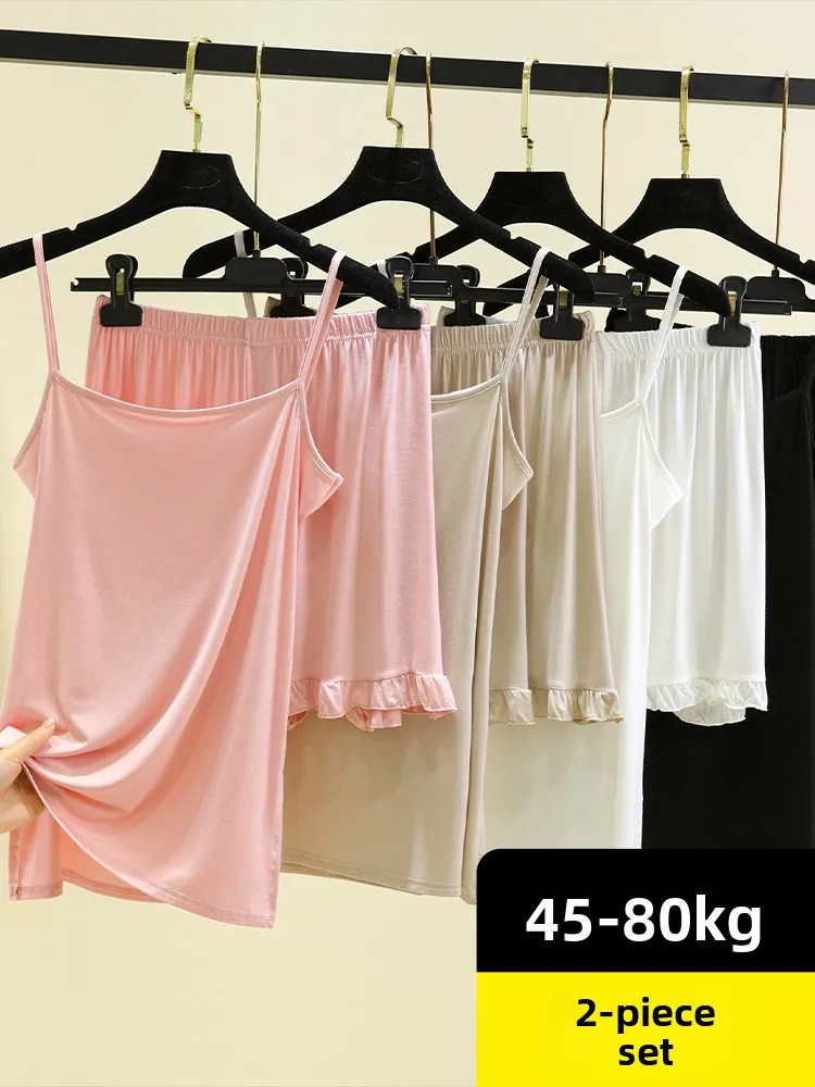 

Modal Casual Summer New Sle Svel Home Clothes Set Women Large Size Outerwear Two-Piece Set Comfortable Breathable Sle...