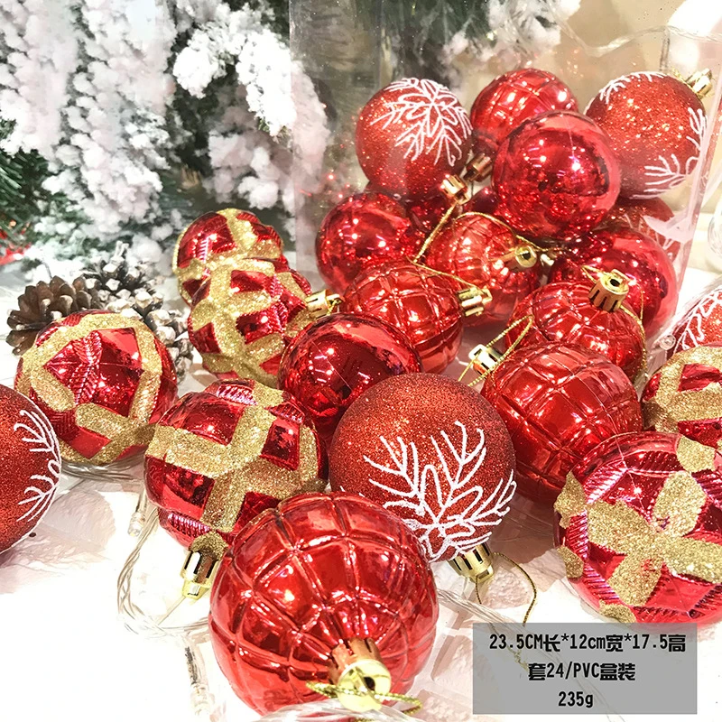 Christmas electroplated ball 3CM bright light ball powder ball matte ball color 24PVC boxed Christmas decoration pendant