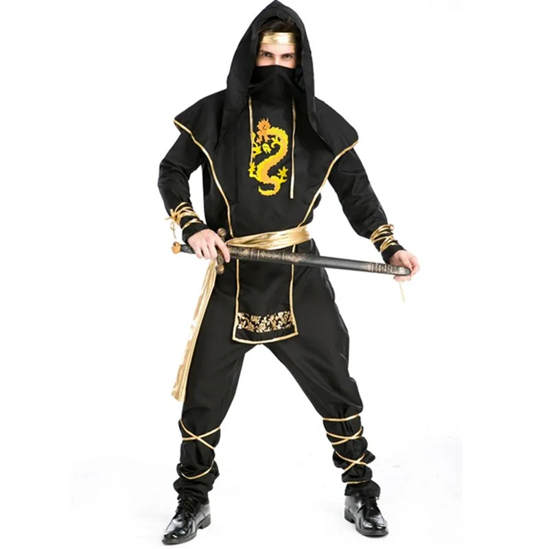 

Halloween Adult Men Black Gold Samurai Cosplay Costume Stage Performance Or Masquerade Party Costume