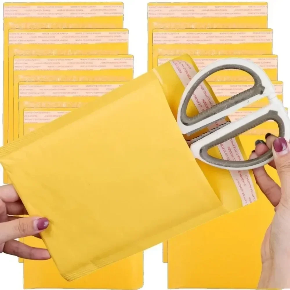 50-10PCS Kraft Bubble Mailers ซองกระเป๋าซีลกาวจัดส่งกระเป๋ากันน้ํา Mailing Envelopes สําหรับธุรกิจบรรจุภัณฑ์ของขวัญ