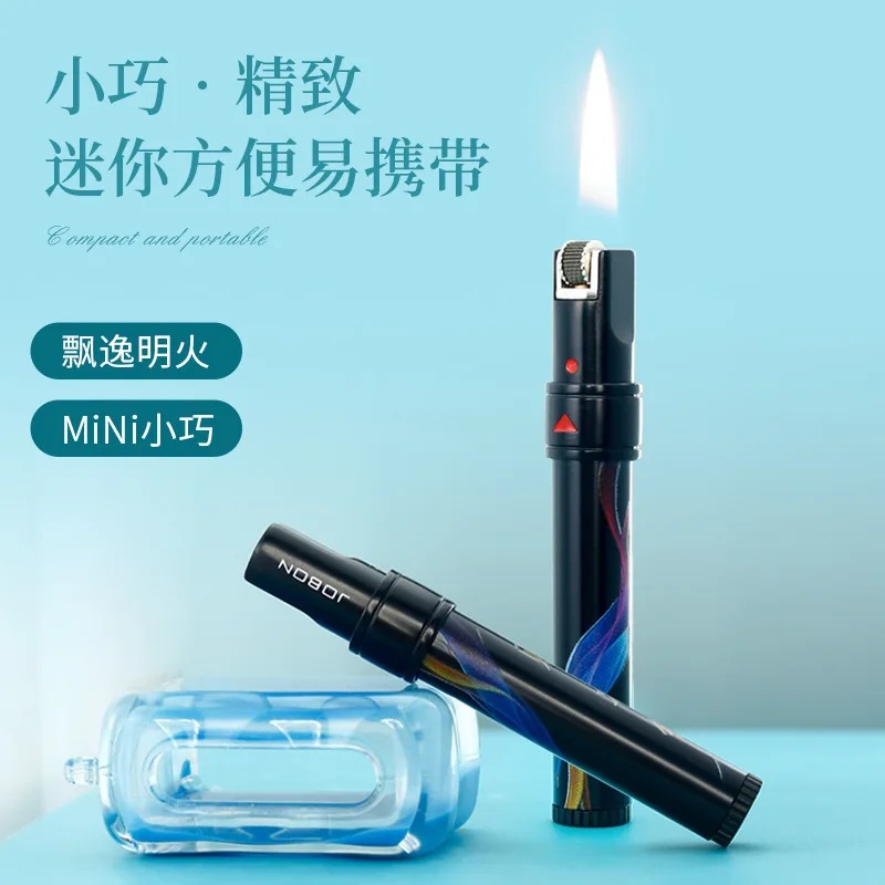 JOBON Zhongbang Slim Portable Grinding Wheel Open Flame Rotary Switch Locking Flame Creative Fashion Lighter