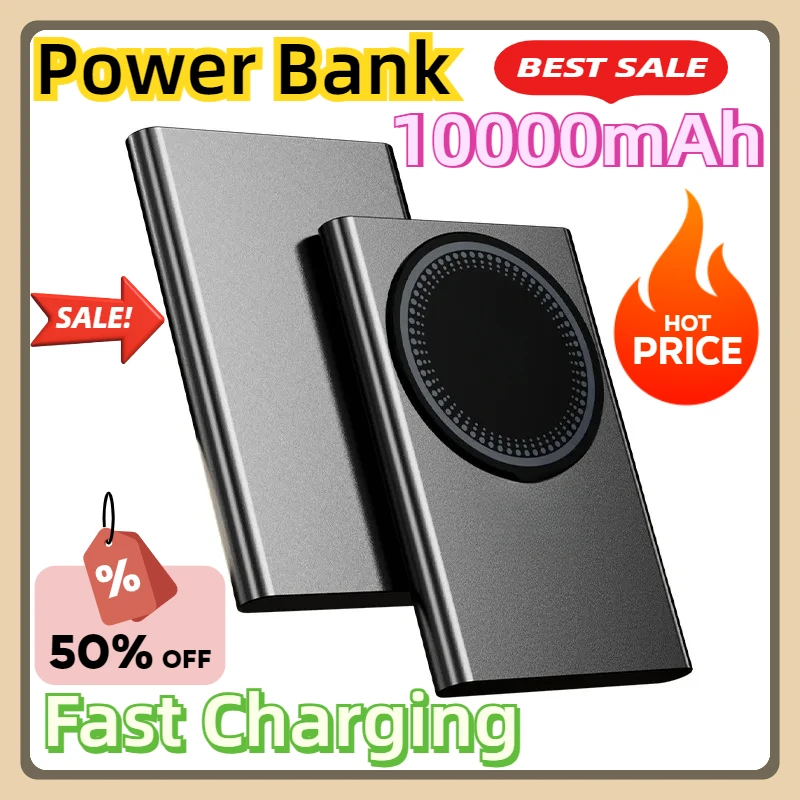 For IPhone 10000mAh PD20W Ultra Thin Wireless Magnetic Power Bank External Power Bank Dual Fast Charging Suitable