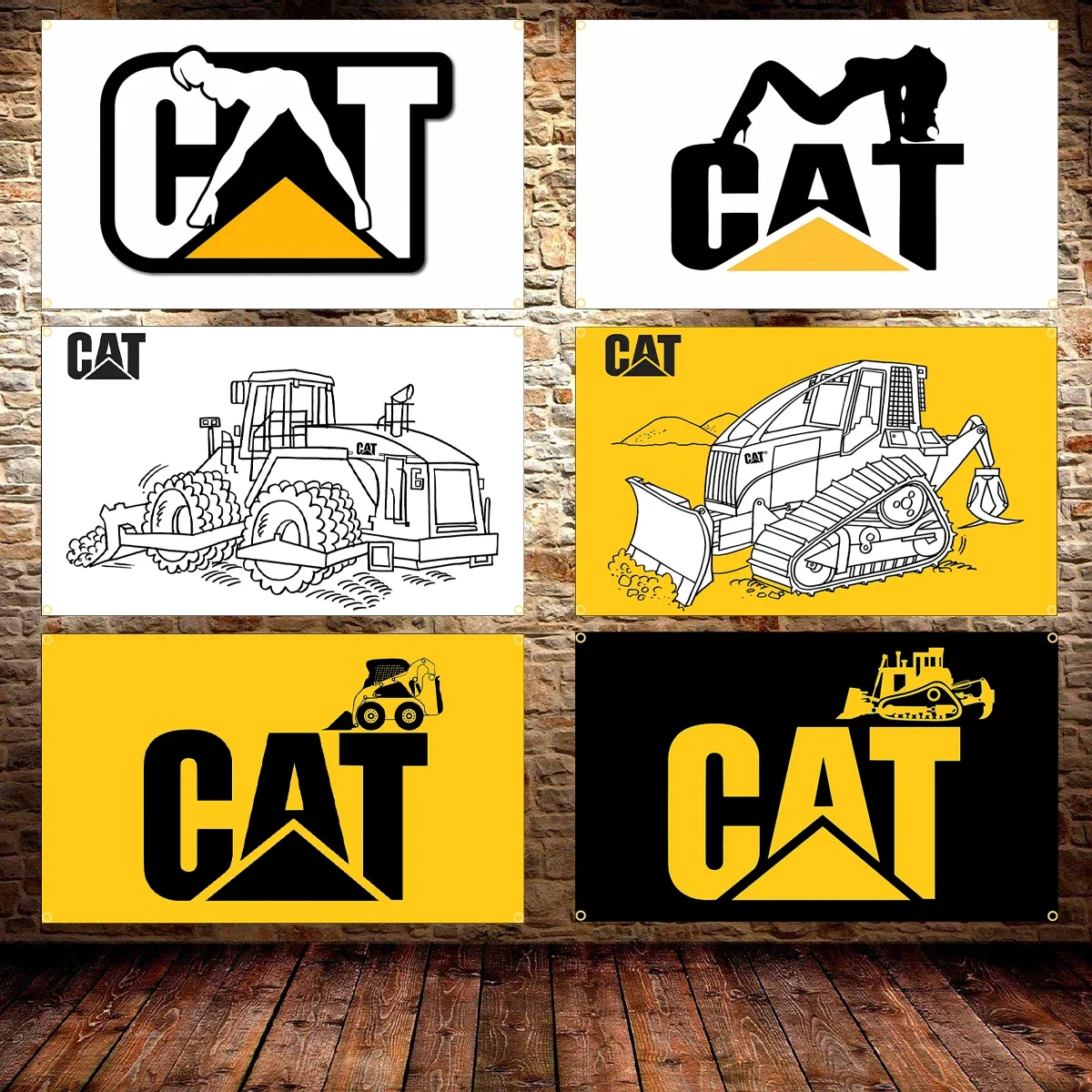 Bandera de excavadora C-Caterpillar, 90x150cm, 3x5 pies, impresión Digital de poliéster, pancarta de excavadora para decoración, banderas de garaje, barbería