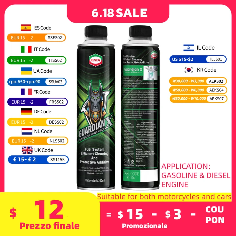 THREEON GUARDIAN Carbon Removal Protective Fuel Additive Fuel System Cleaner 50% High PEA Formula Fits Diesel Car Gas Car