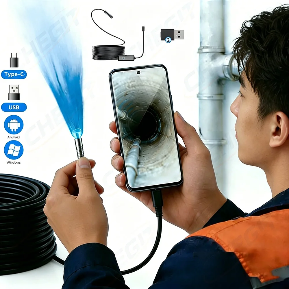 

USB Endoscope for OTG Android Phone 5.5mm Borescope Inspection Snake Camera IP67 Waterproof with 6 LED Lights For Type C