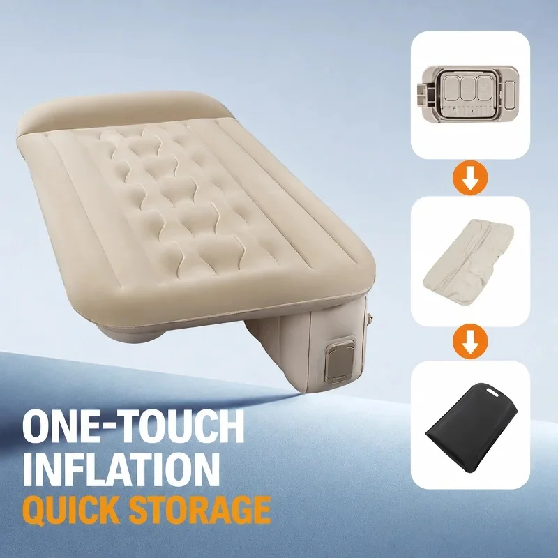Car Back Seat Inflatable Mattress Built‑in Electric Air Pump One‑Touch Inflate Deflate Portable Air Bed Gap Filling for Travel