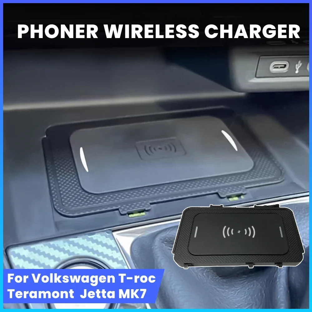 

Беспроводное зарядное устройство для автомобиля 15W для VW Jetta MK7, T-Roc, T-Cross, Teramont, Phideon, держатель для телефона, аксессуары для быстрой зарядки, элементы интерьера