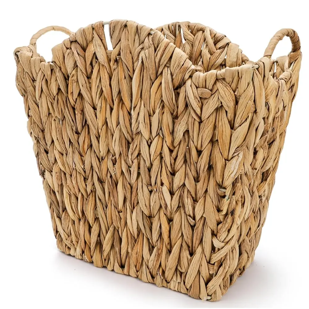 

Плетеная корзина для мусора, ручная работа, с встроенными ручками, из ротанга, для ванной комнаты, из водяного гиацинта