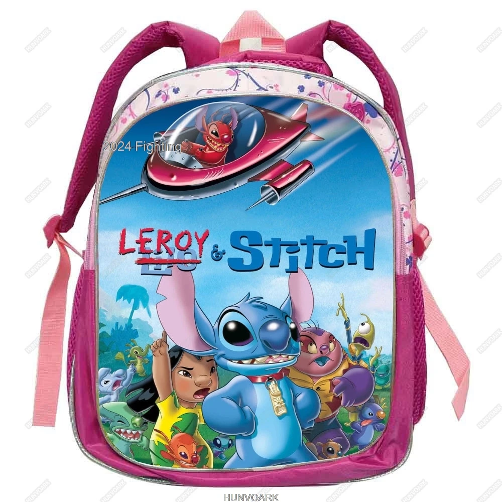 Lilo & Stitch plecak Cartoon dzieci studenci torby szkolne Kawaii Stitch chłopcy dziewczęta Cartoon 12 cali przedszkole Mochila Infantil