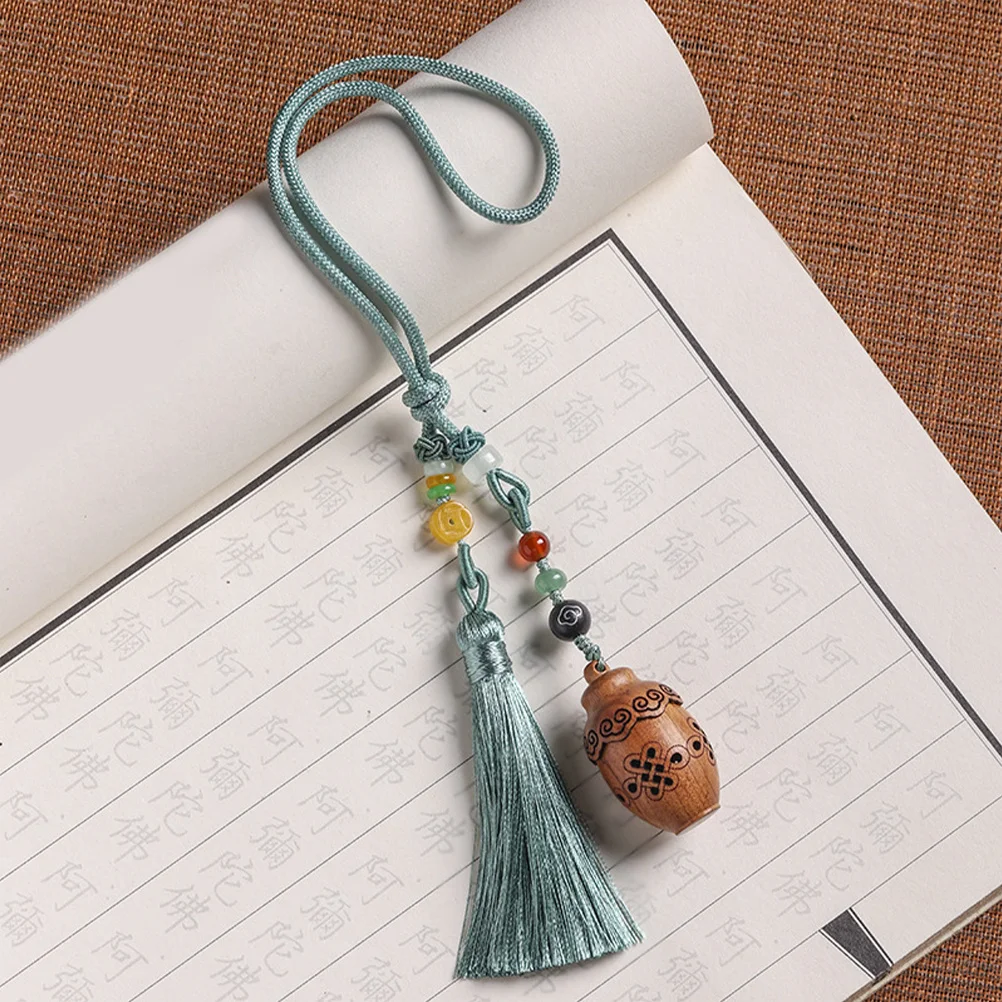 

Car Hanging Ornament Hollow Chinese Knot Perfume Satchel Natural Jade Red Agate Sandalwood Tassel Lucky Rear View Mirror Pendant
