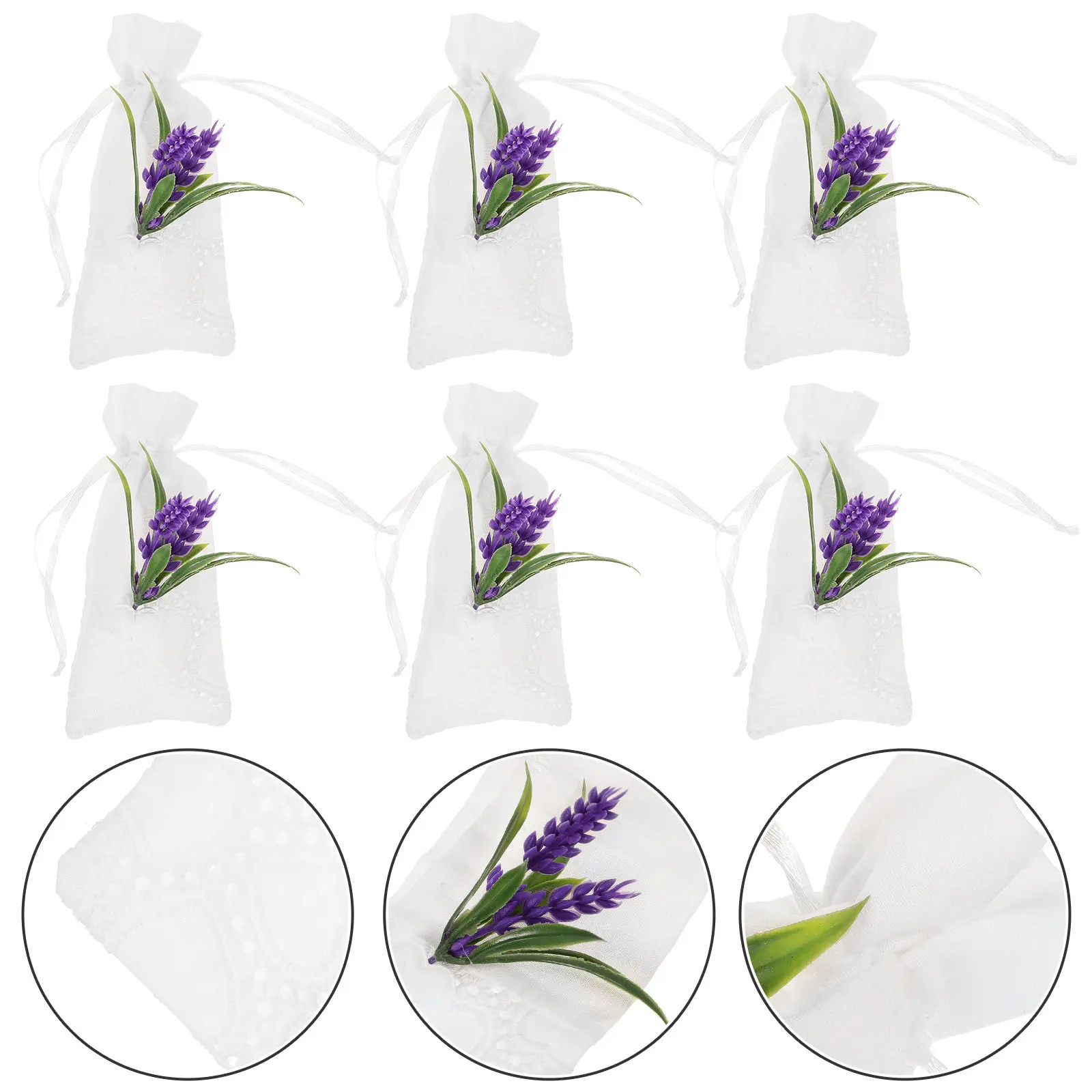 6Pcs Deodorizing Sachet Bag Cotton Cloth Refillable Fragrance Pouch Gift Packaging Storage Coin Key Small Item Bag