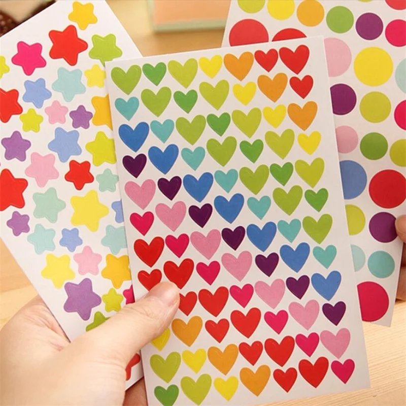 Rainbow Love Star Dot DIY Photo Album Handheld Decoration Sticker Handheld Material Sticker South Korean Stationery 6 sheets