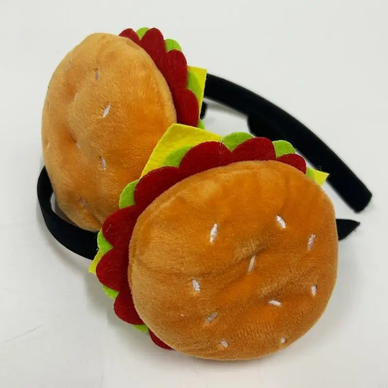 Funny Hamburger Hairhoop Roleplay Accessory Hairband with Simulation Design For Costume Event Holiday Party Dressingup  view 2