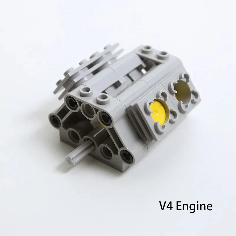 Bloques de construcción MOC, ladrillos de alta tecnología, motor V4, potencia de motor de 4 cilindros, juegos de piezas PF, coche de carreras modificado, Compatible con LEGO