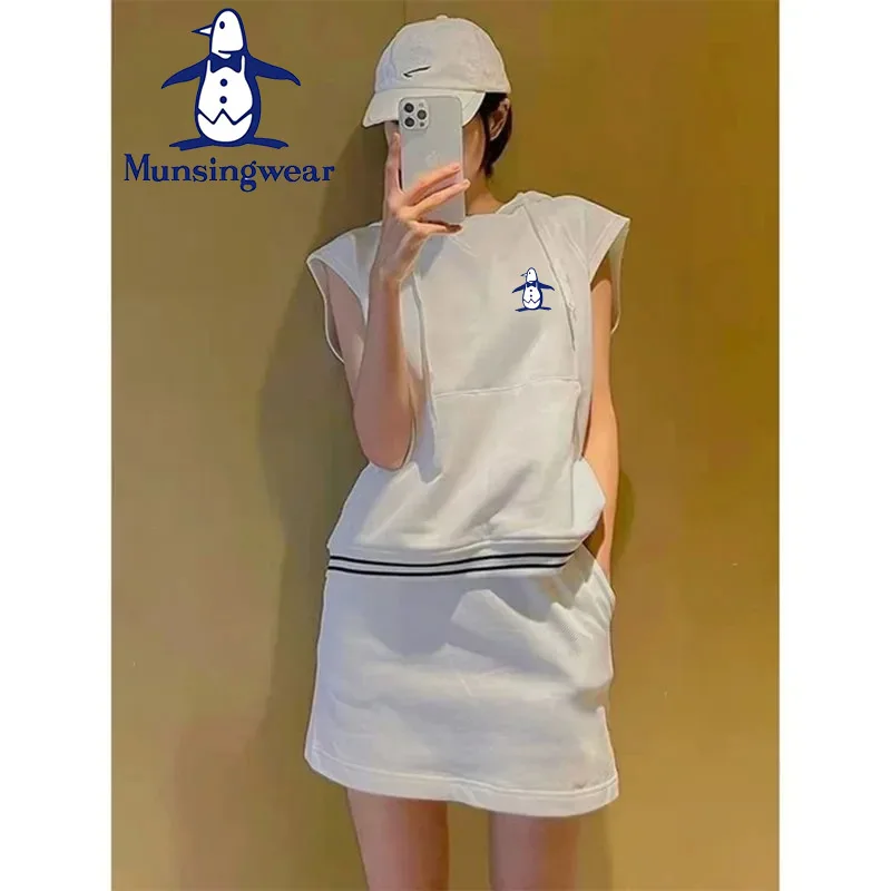 Women's Golf Dress Golf Set 2024 New Summer Hooded Golf Dress Ladies Golf T-shirt Skirt Golf Wear Sleeveless Vest Waistcoat