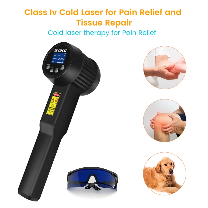 ZJKC High Power Red Laser 650nmx1+808nmx10+905nmx4 Laser Light Therapy for Nerve Regeneration Wound Healing for Human Dogs